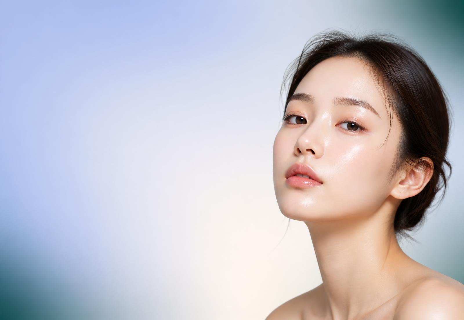 Mujer con la piel luminosa y labios naturales, en los tonos de Fillora